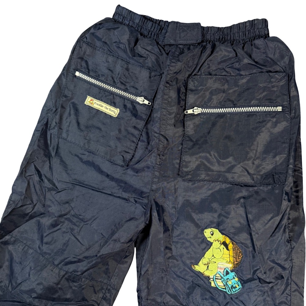 Franklin the Turtle Windbreaker Pants Kids Size 4 Blue Vintage 90s Joggers